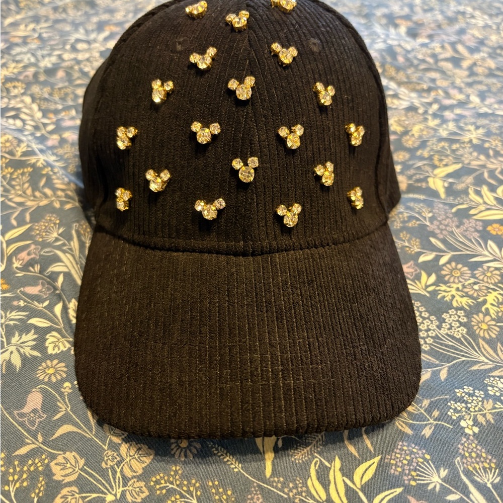 Black corduroy Disney hat